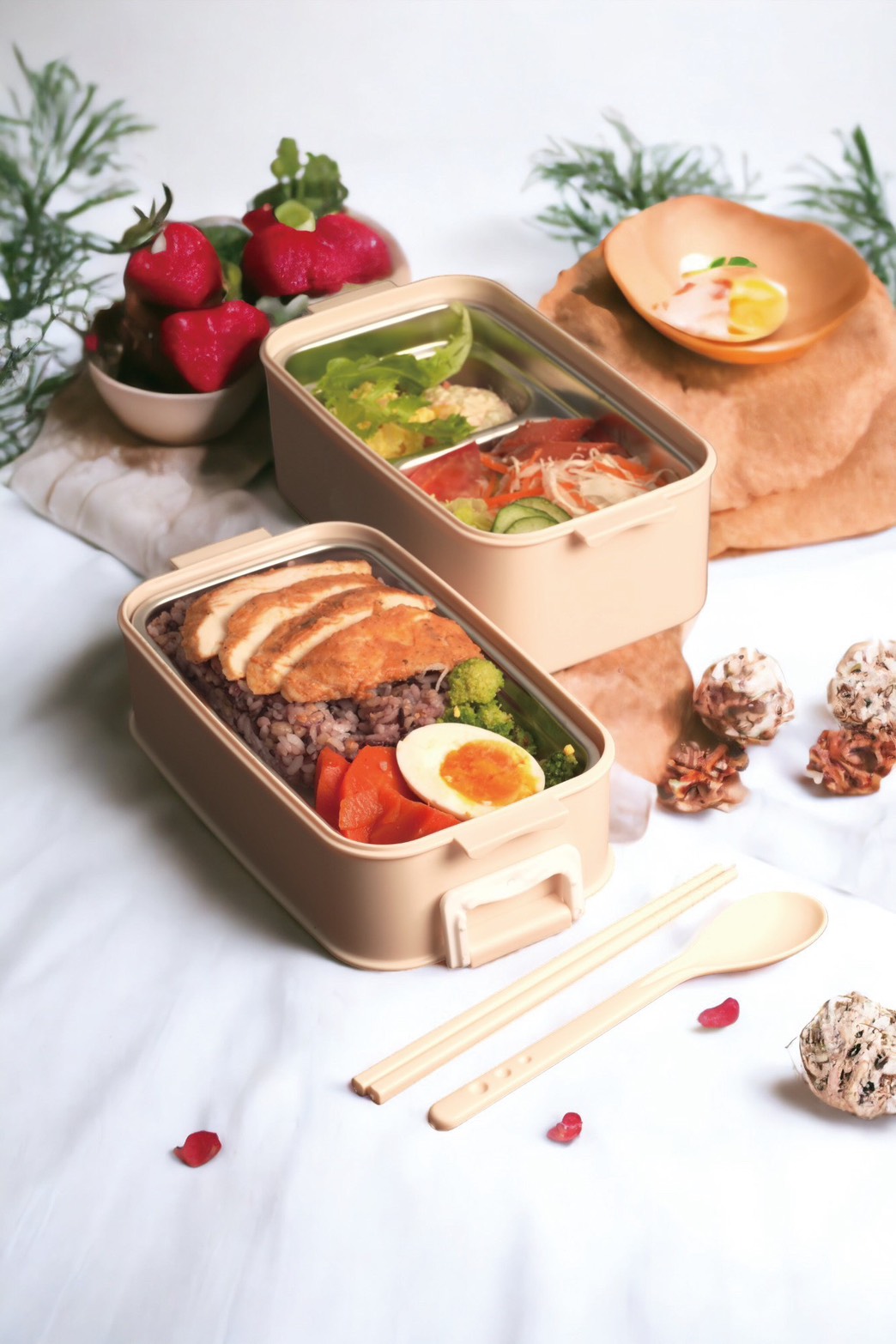 雙層空間,隔層設計,可分區擺放食材,保留食物原味。