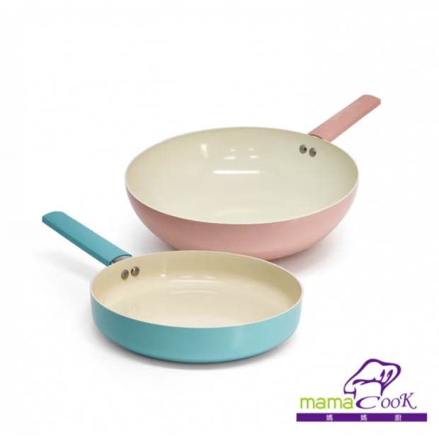 陶瓷不沾雙鍋組 - 炒鍋 _康乃馨粉_ _ 平底鍋 _甜心藍_.png