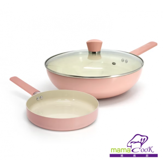 陶瓷不沾雙鍋組 _炒鍋_平底鍋_ - 康乃馨粉.png
