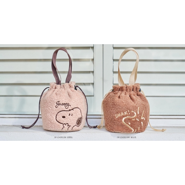 史努比︱暖心絨毛束口保溫袋